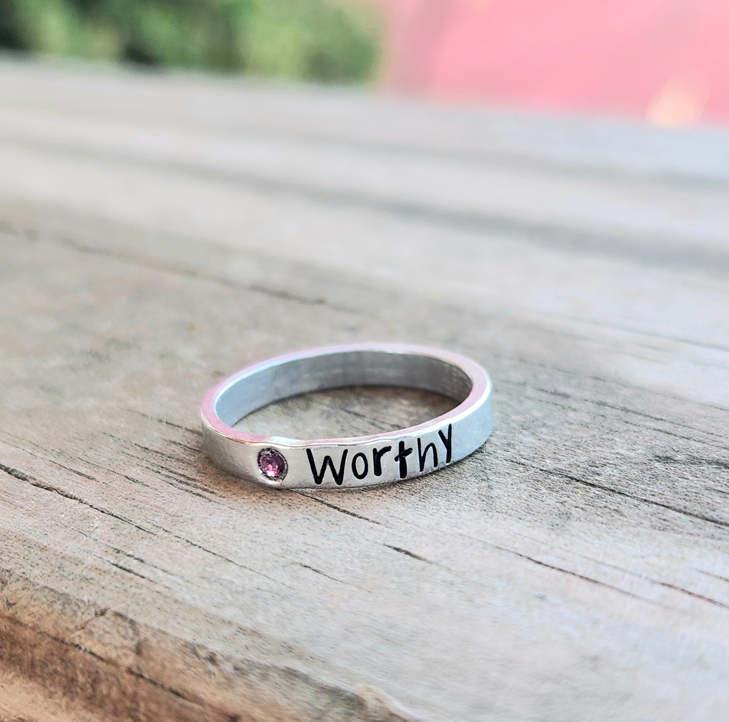 One Word Pewter Ring