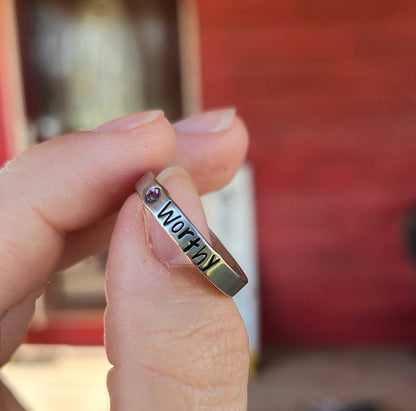 One Word Pewter Ring