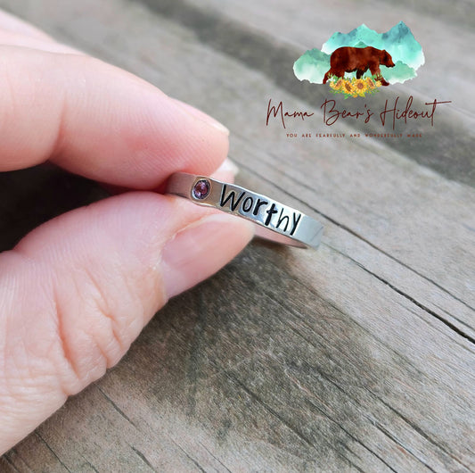 One Word Pewter Ring